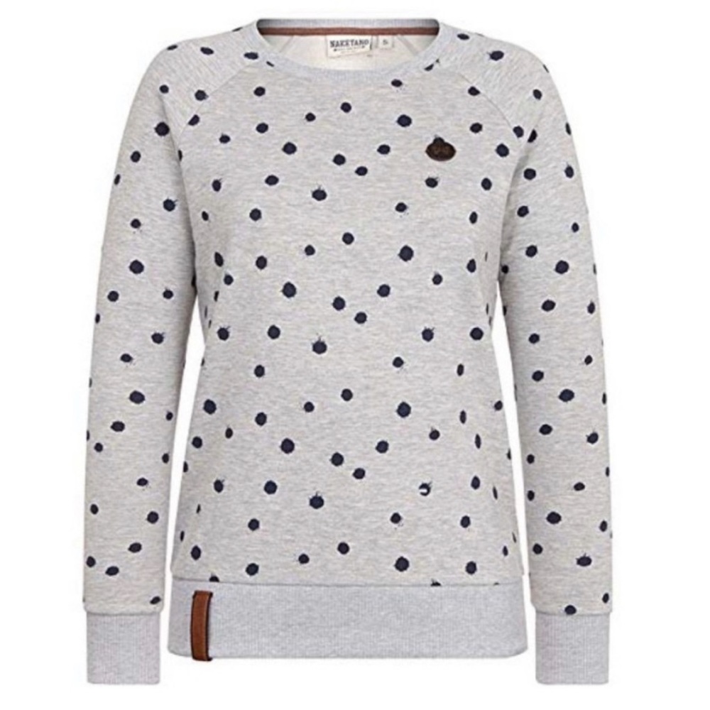 Naketano Light Gray Sweatshirt with Navy Polka Dots